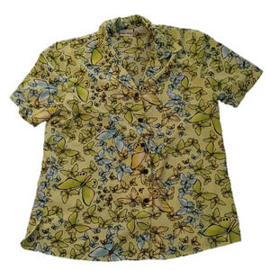 NWT Essentials  button blouse top butterfly S